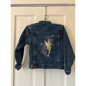 Disney girls jean denim jacket medium tinkerbell coat embroidered peter pan